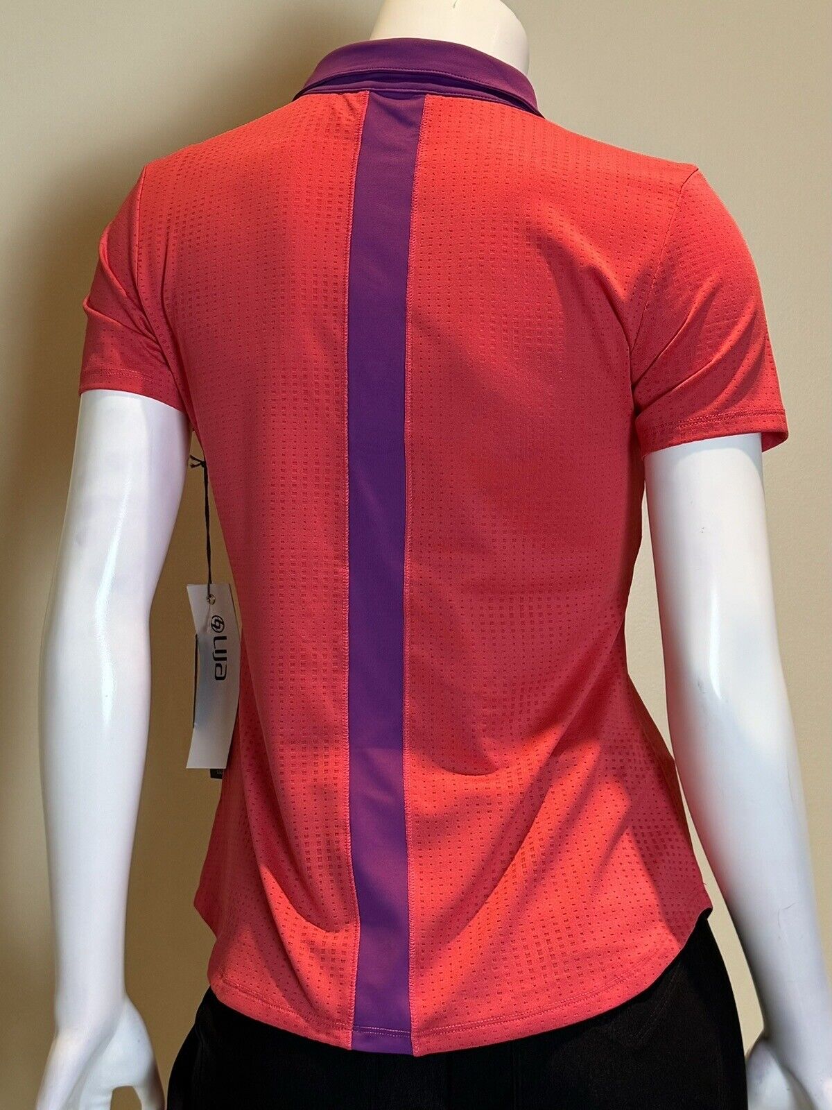 Lija Women's Golf Polo Shirt Sz S Red w/ Purple Top Short Sleeves