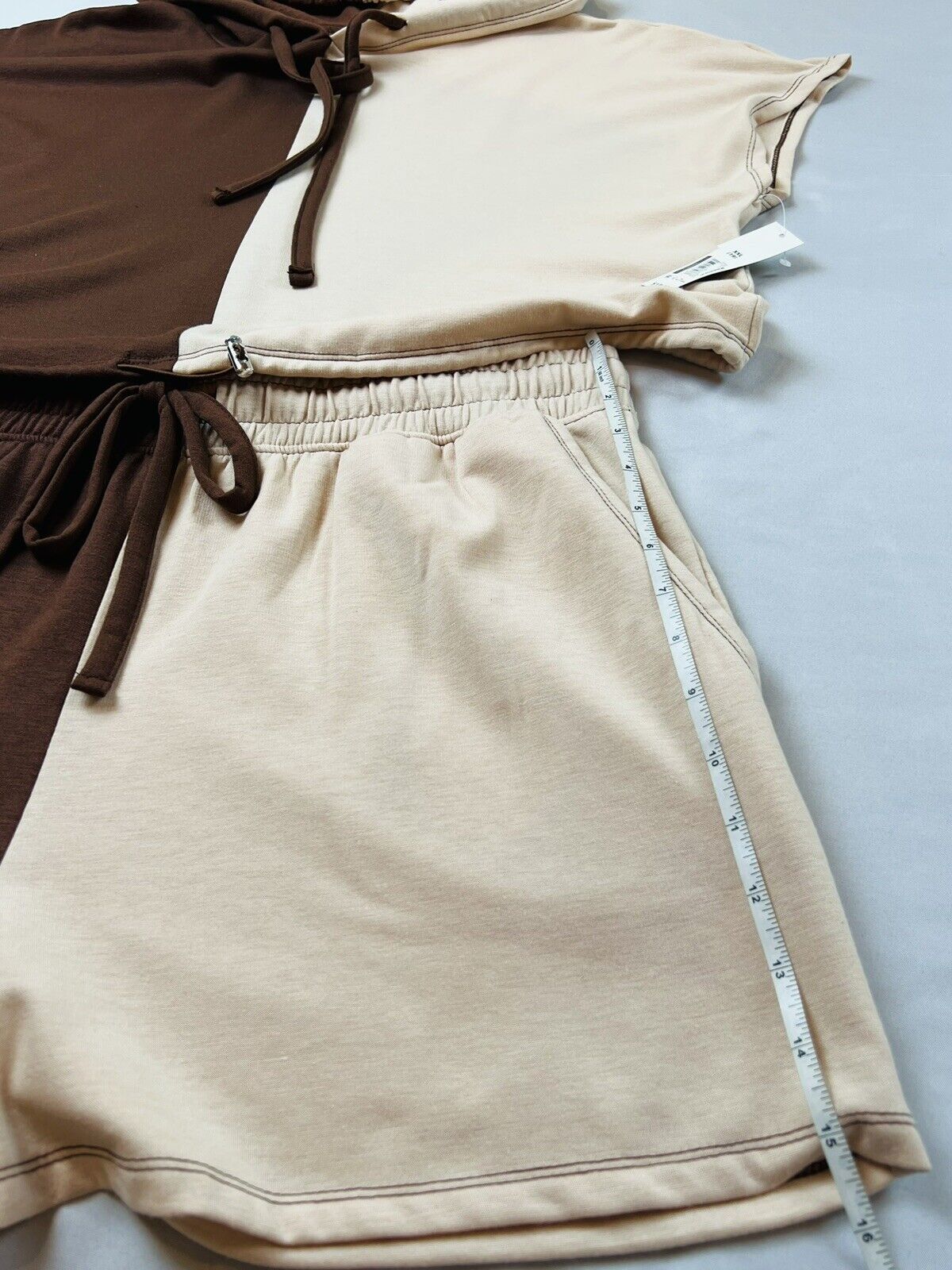 No Boundaries Women’s Brown Beige Hoodie Top,Shorts Sz 2XL 2Pc set