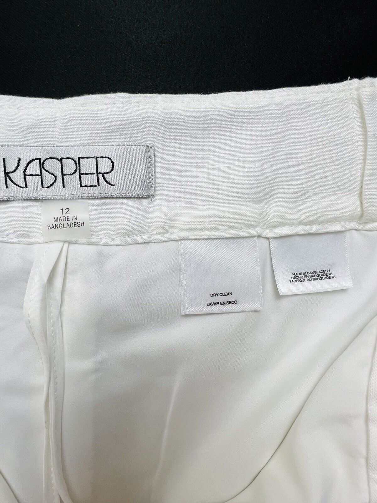 Kasper Women's Herringbone Ankle Dress Pants White Size 12