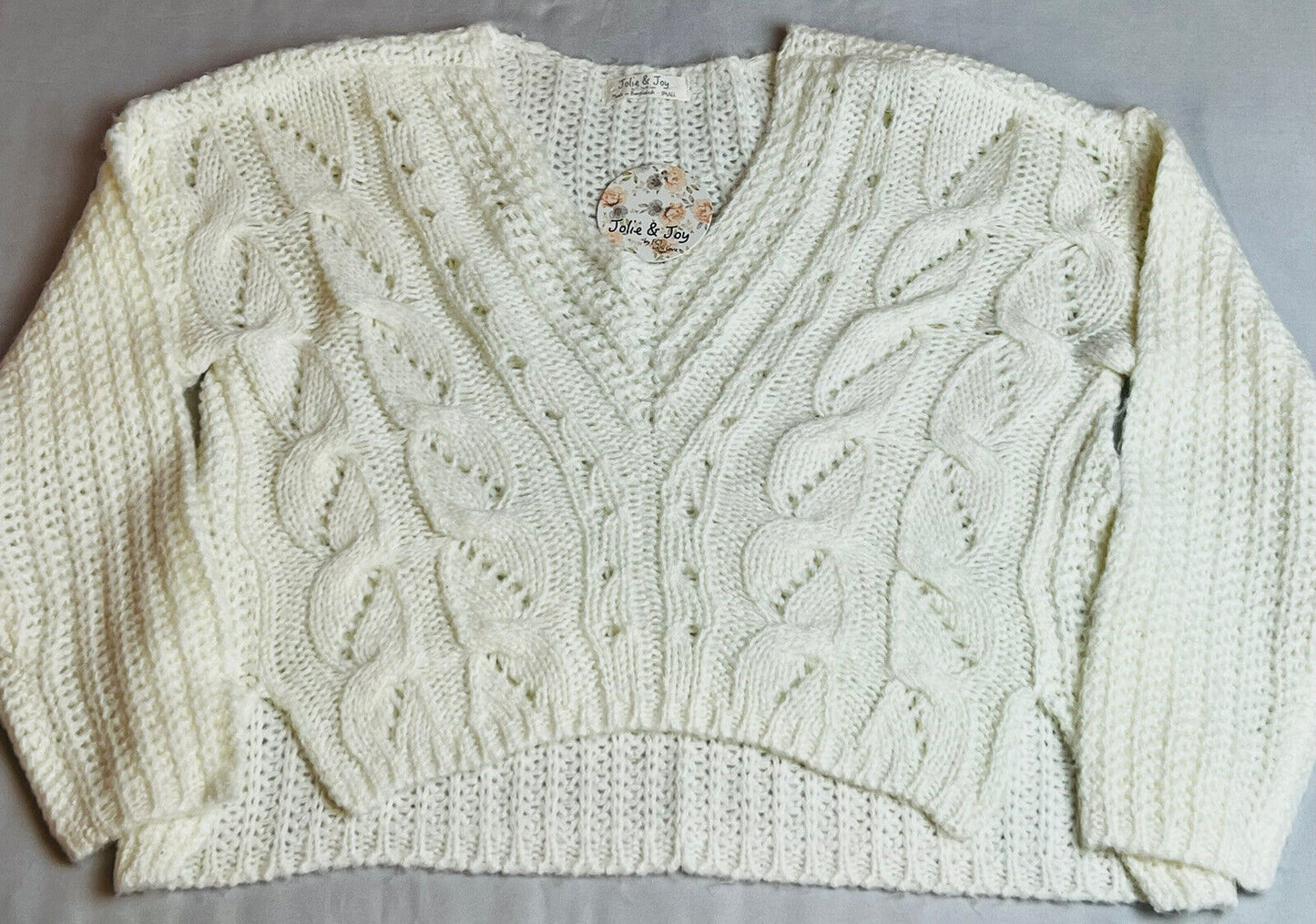 Jolie & Joy Women’s Ivory Knit sweater Sz S NWT