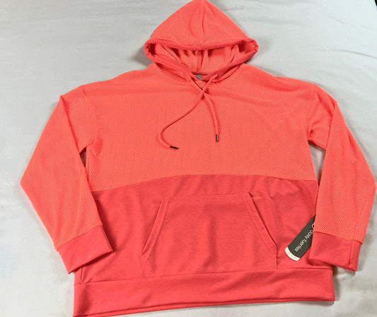 DAISY FUENTES WOMEN’S HOODIE SWEATER Mesh Neon Orange Sz L