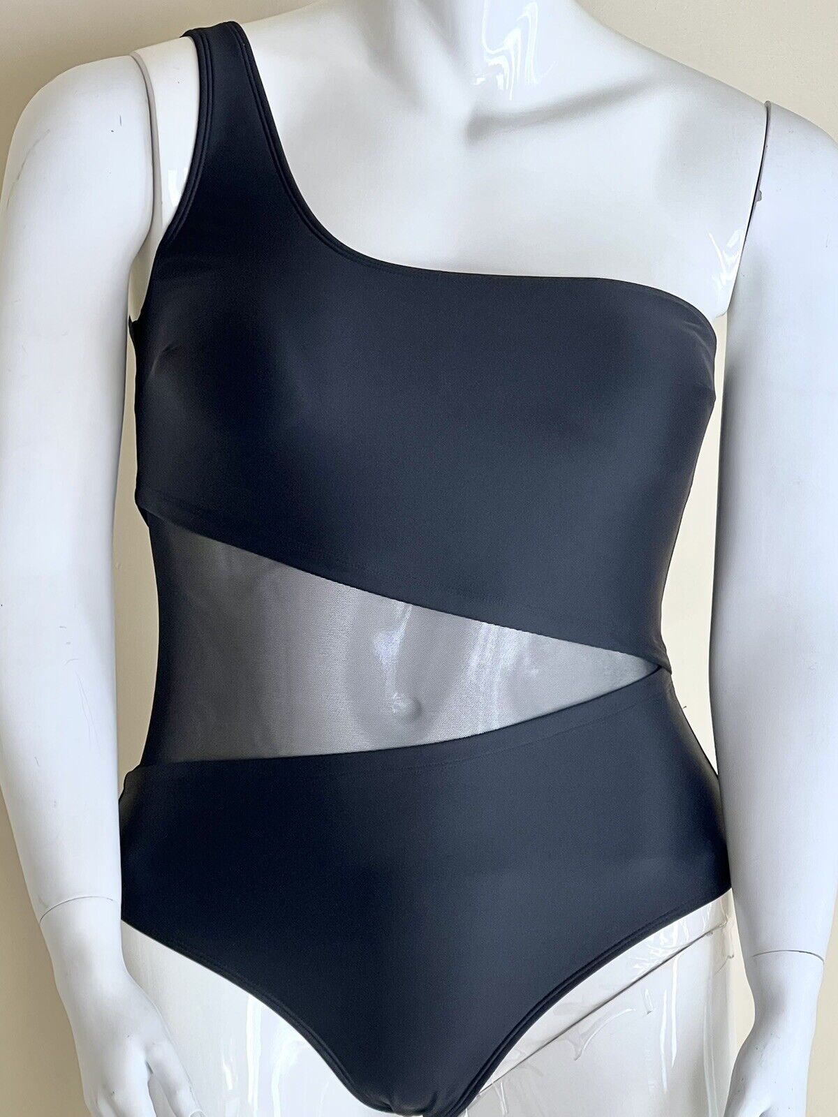 CUPSHE Black Mesh Panel 1 Piece Swimsuit Bathing Suit NWT Sz XL (8)