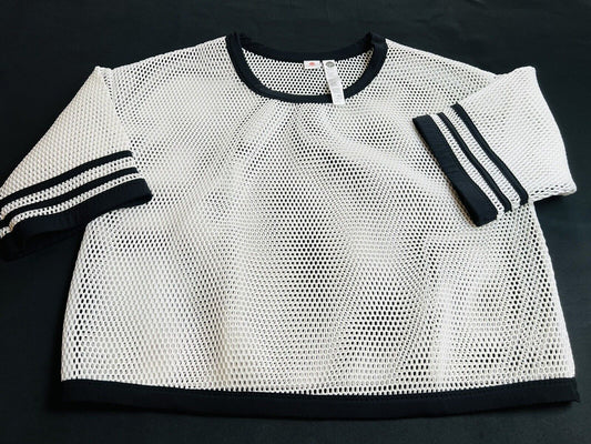 Vimmia Women’s Sz XL Mesh top shirt white black trim Blouse