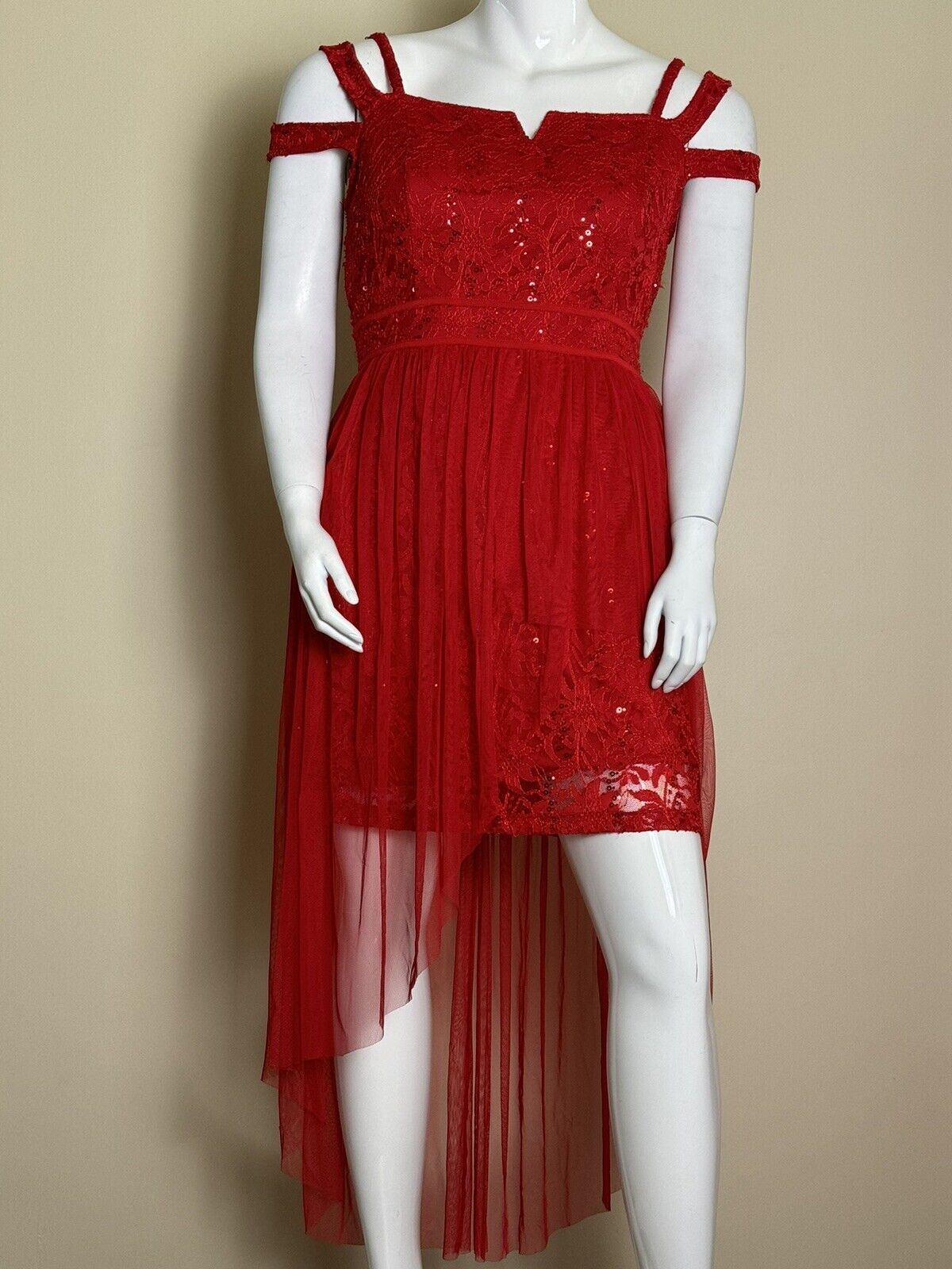 CANDALITE 2 Party Dress Sz XL Sequined Red Fuchsia  (53)