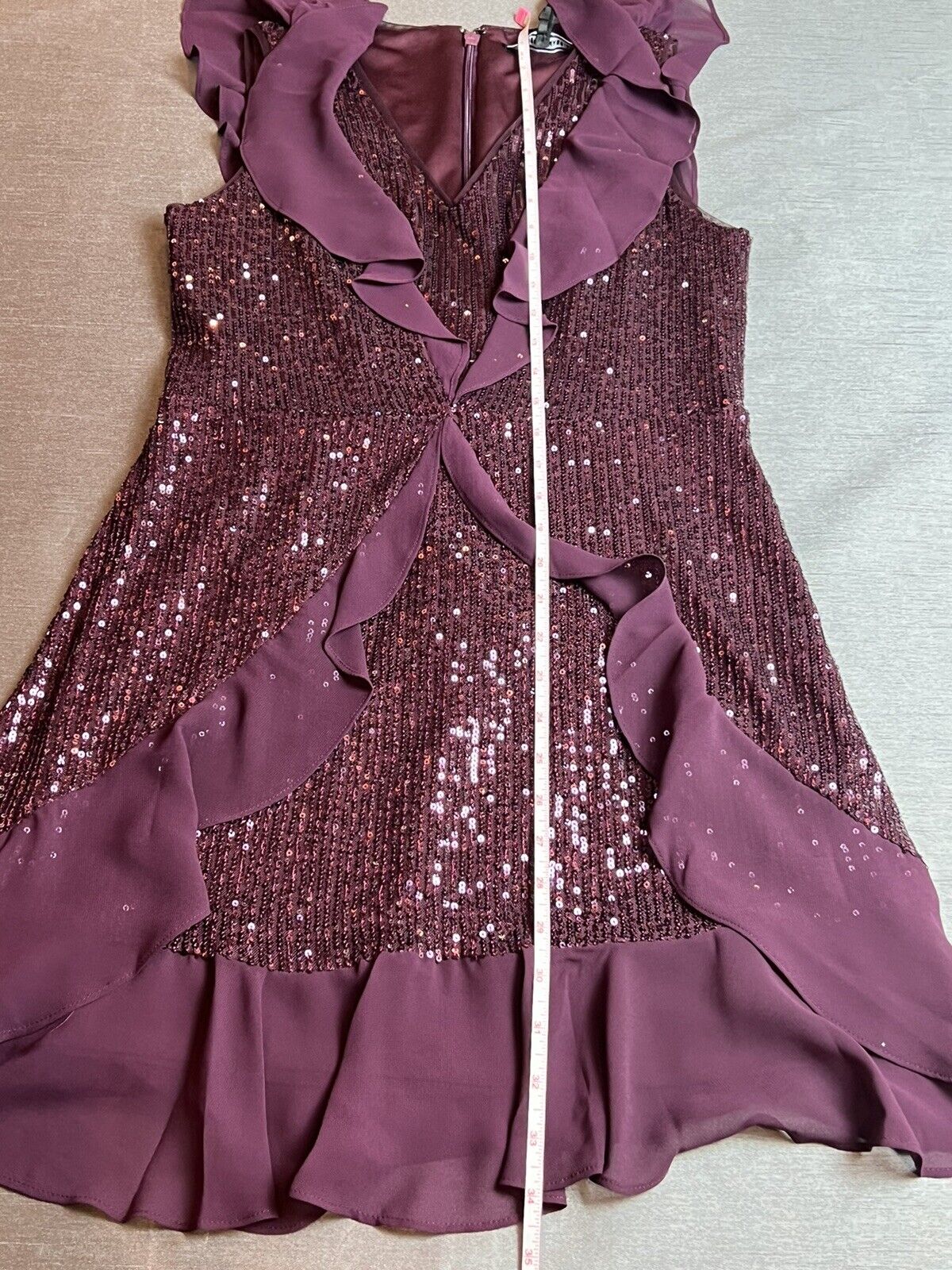 BCBG Women's Sequined Cocktail Dress Plum Burgundy Sz M $298 Retail