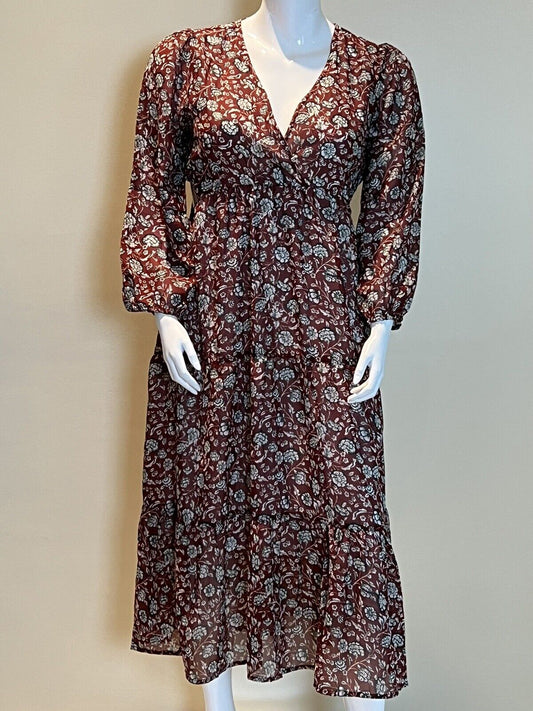 J. Gee long sleeve V neck elastic waist floral dress Sz XL Multicolor (7)