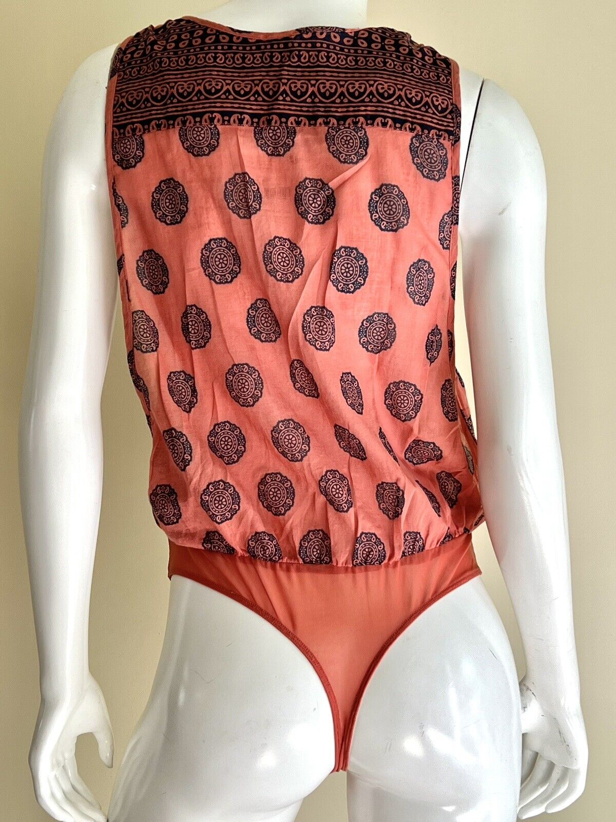 intimately Free People Bodysuit Sz M Red One Pc (1)