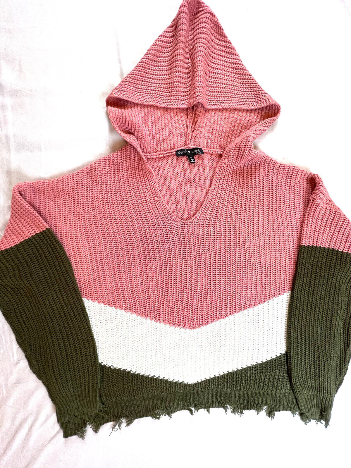 DEREK HEART PLUS Women's Sweater Hoodie Multicolor Sz 2XL