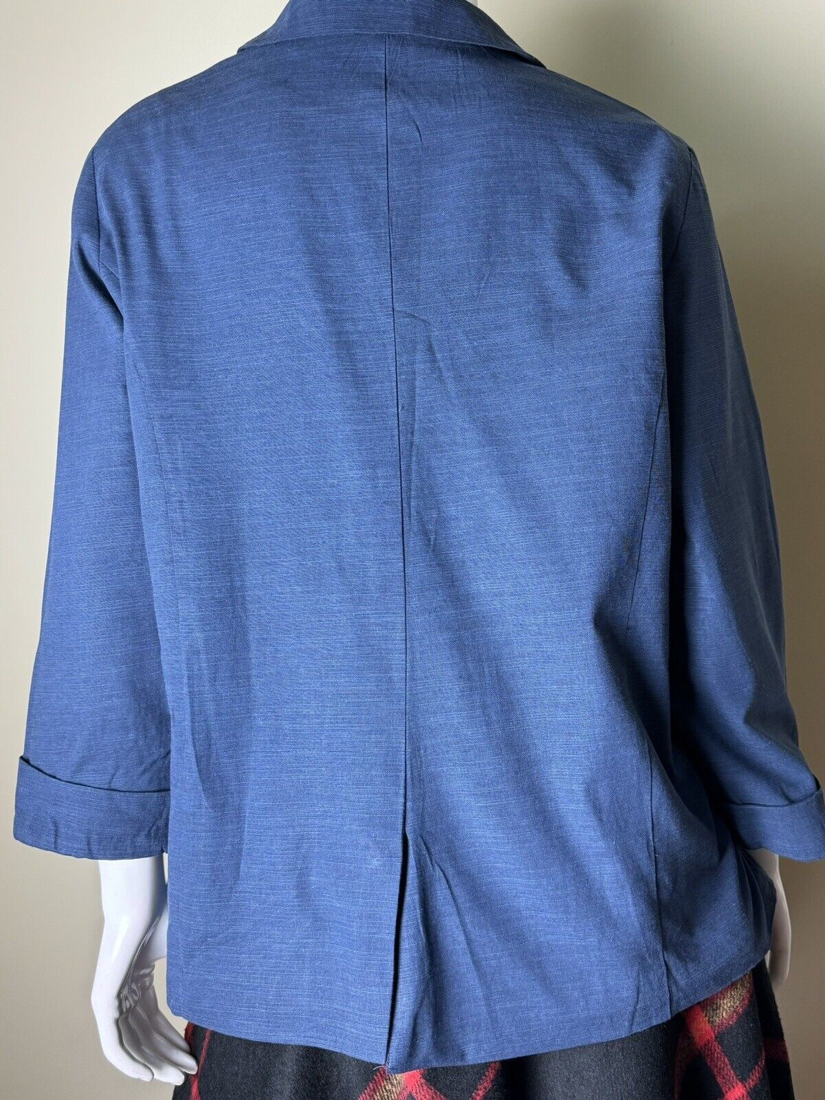 SCUSTY Women’s One Button Front Pockets Blazer Jacket Size L Blue