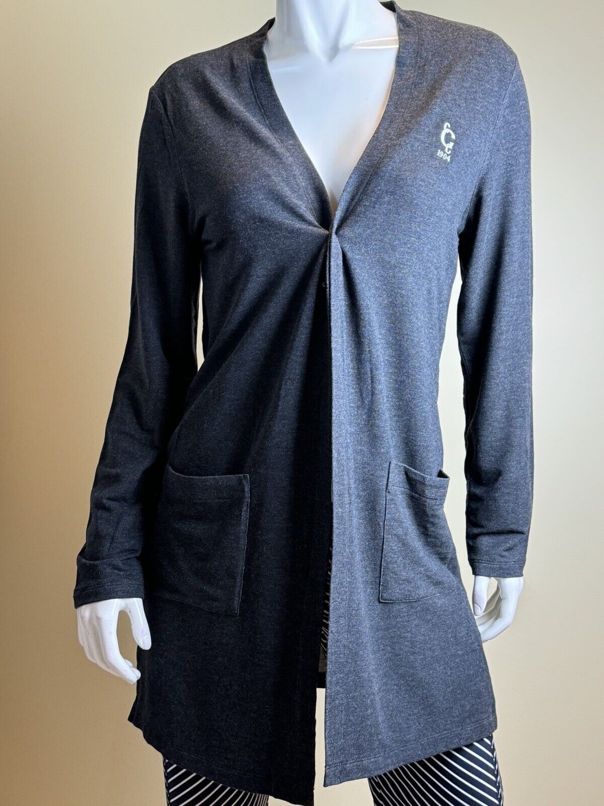 Champaign Country Club Long Cardigan Women’s Size M Charcoal Gray (74)