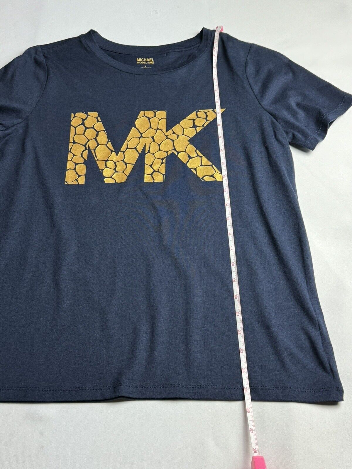 Michael Kors Women’s Shirt Navy Gold Logo Size L Top.   (60)