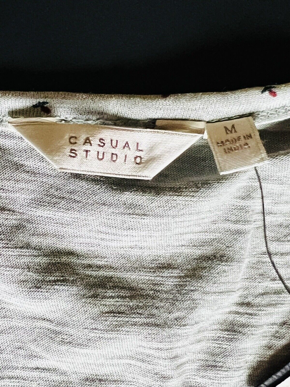 Casual Studio :Women's Blouse Gray Print Sheer Long Sleeve Sz M Open On Back