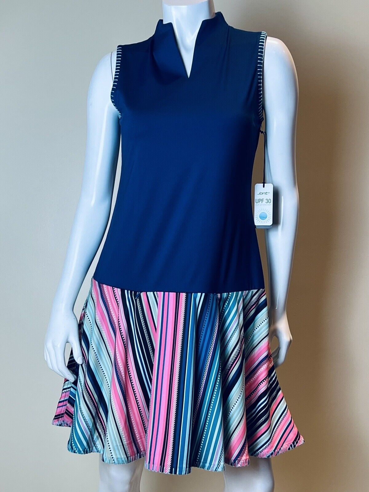 Jofit Women's Golf Tennis Dress Blue Multicolor Sz S Sleeveless         (51)