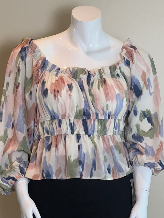 Sofia Vergara Jeans Blouse Size 3XL Multicolor Long-sleeve Top (3)