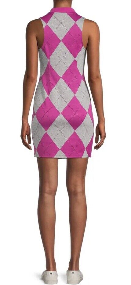 Madden NYC Women's Sleeveless Pink/Gray Polo Mini Dress XL