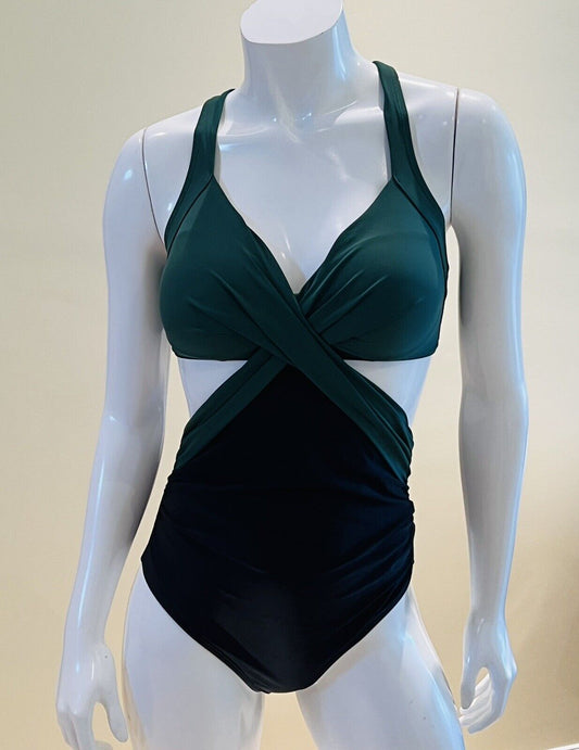 Cupshe One Piece Swimsuit Sz M Black Green Bathing Suit