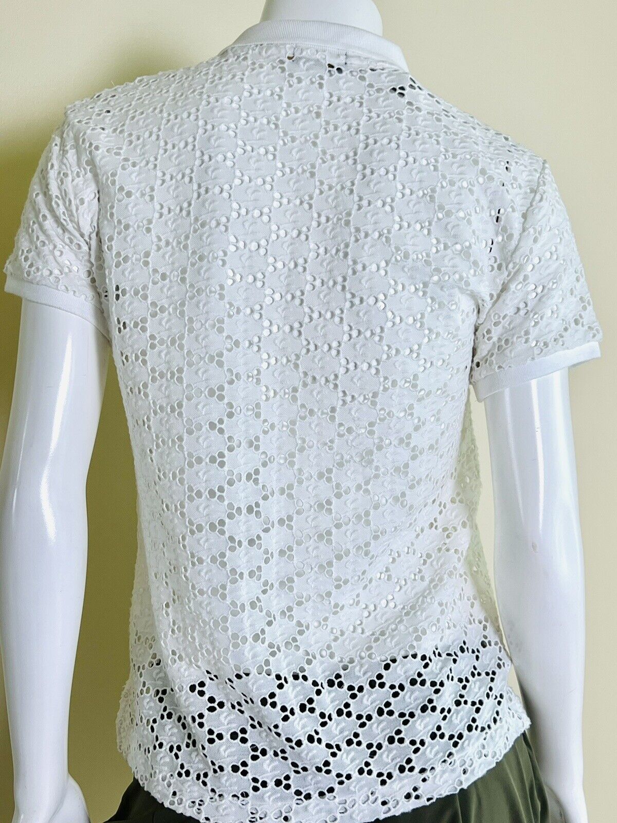 POLO RALPH LAUREN White Women's Mesh Polo Shirt Sz S (5)