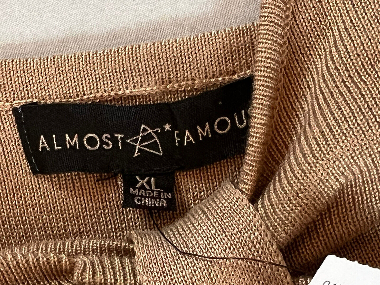 Almost Famous Women's Knit Tan Jumpsuit Dress Sz XL