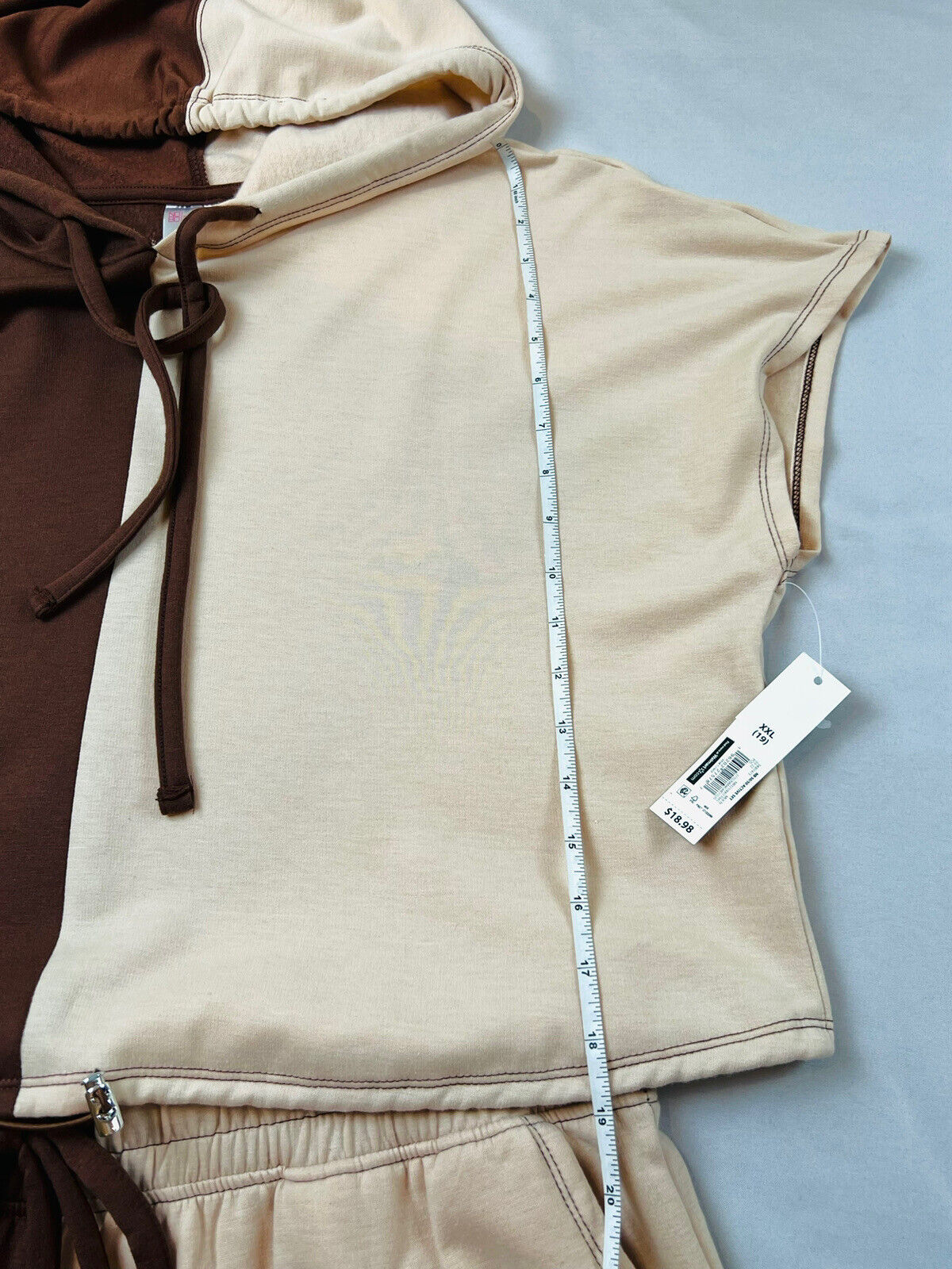 No Boundaries Women’s Brown Beige Hoodie Top,Shorts Sz 2XL 2Pc set