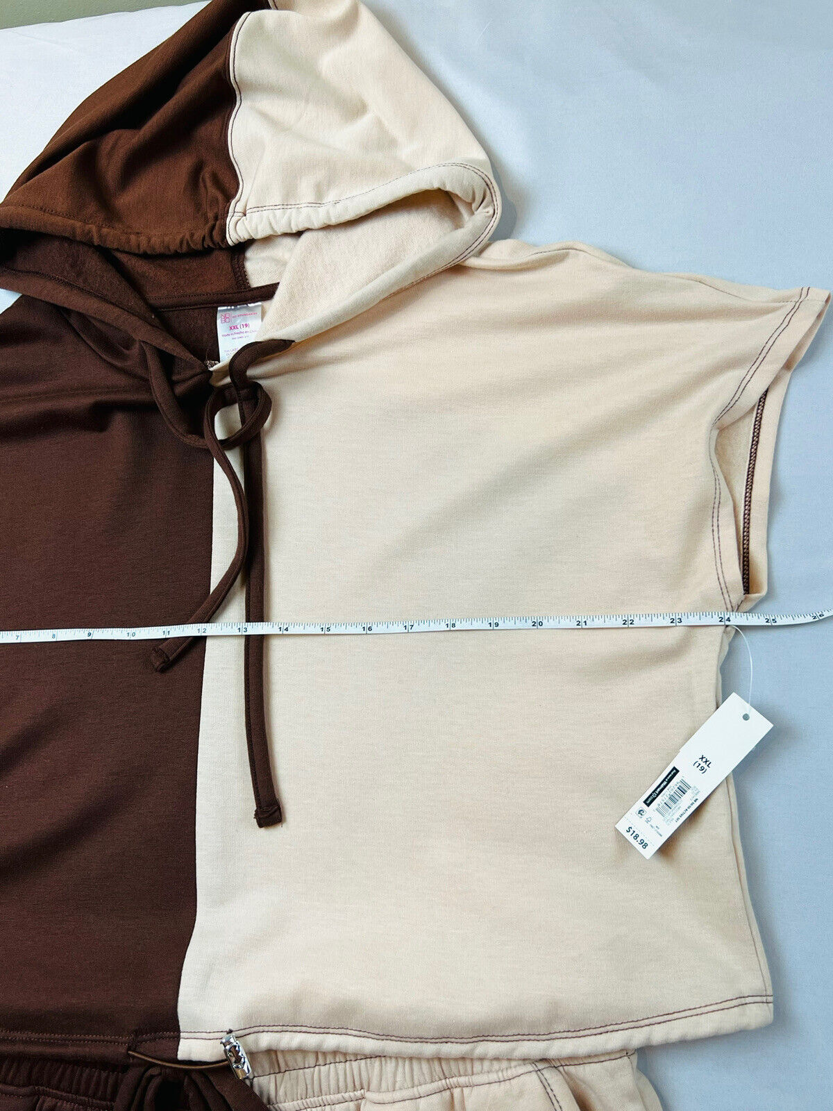 No Boundaries Women’s Brown Beige Hoodie Top,Shorts Sz 2XL 2Pc set