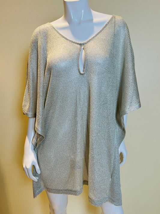 BCBG Maxazria Meshed Silver Reversible Swimsuit Cover Up Sz XS $138