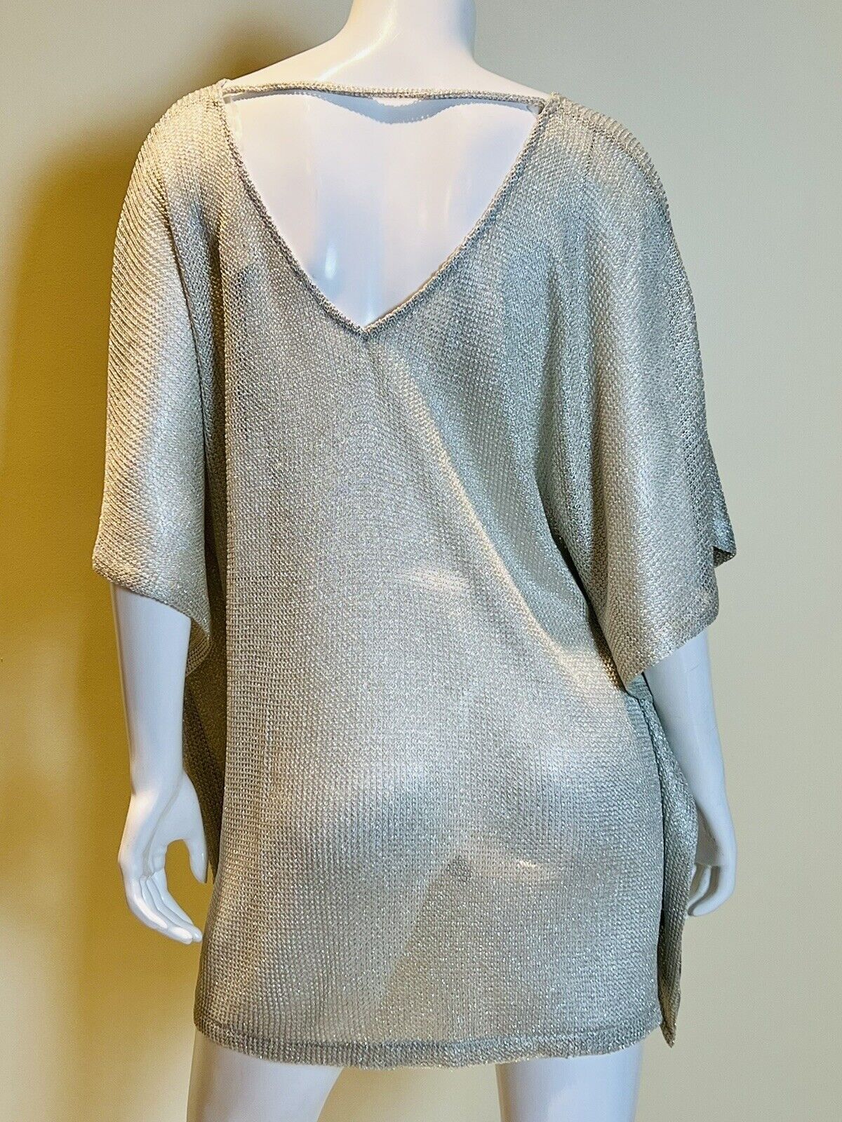 BCBG Maxazria Meshed Silver Reversible Swimsuit Cover Up Sz XS $138