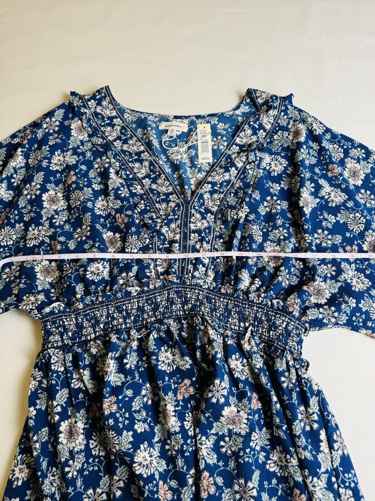 Max Studio Blue Floral Maxi Dress Sz 2X.  (53)