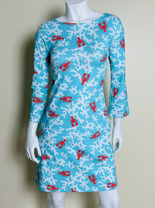 Melly M Blue & White Lobster Coral Print Dress Size XS (4)