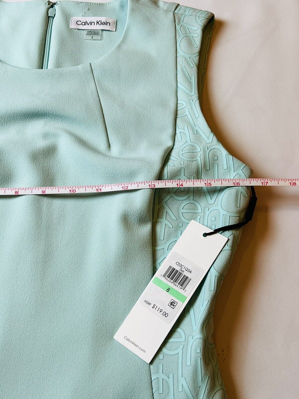 CALVIN KLEIN Women’s Mint Green Size 8 Dress Sleeveless Side Logo (8)