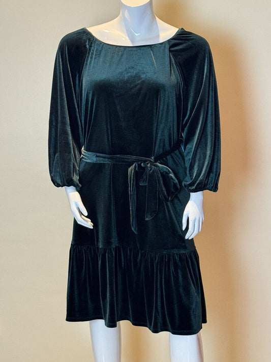 Draper James Rsvp Green Velvet Winter Dress Sz 1XL     (66)