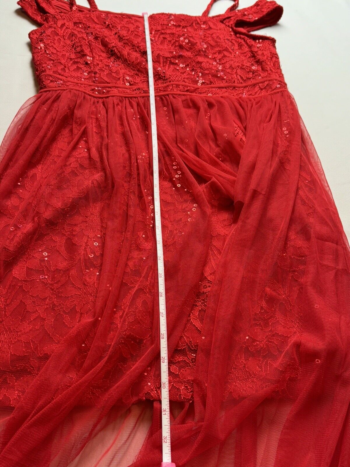 CANDALITE 2 Party Dress Sz XL Sequined Red Fuchsia  (53)