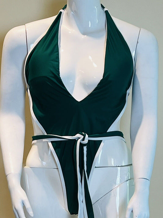 AVANOVA One Piece Bathing Suit Size XL Green And White swimsuit