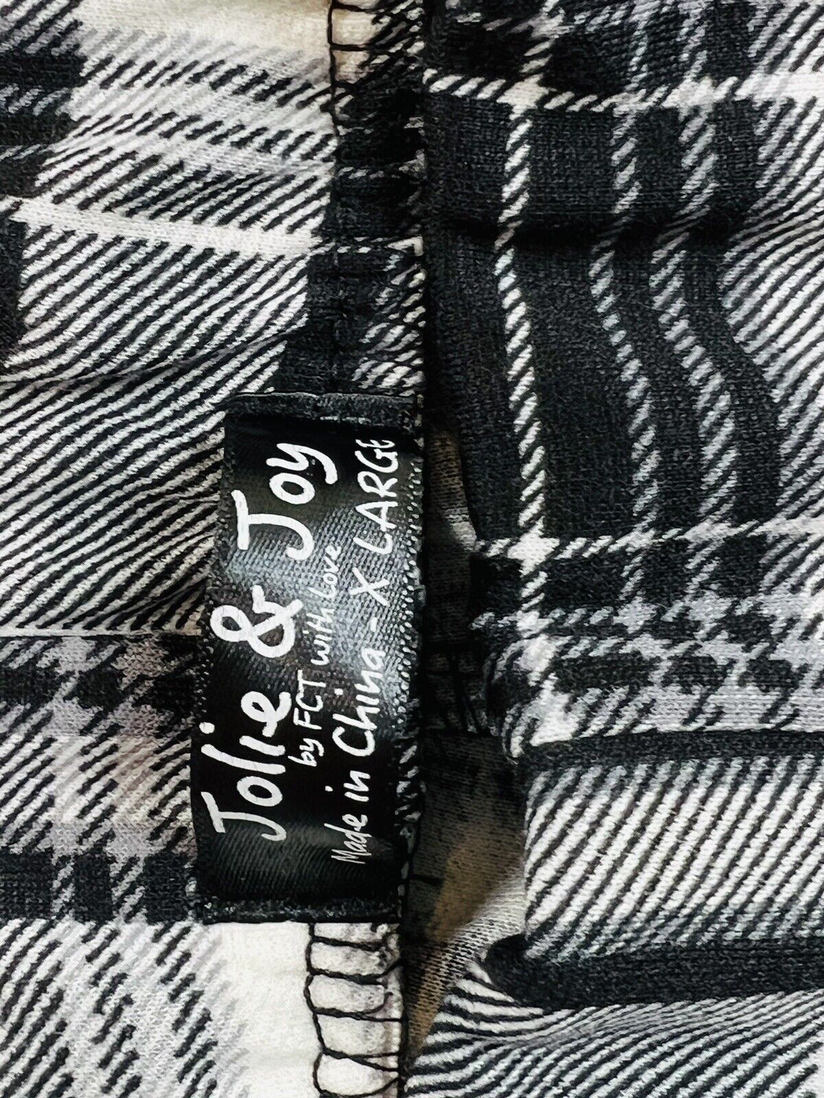 JOLIE & JOY Women’s Black White Plaid Pants Sz XL