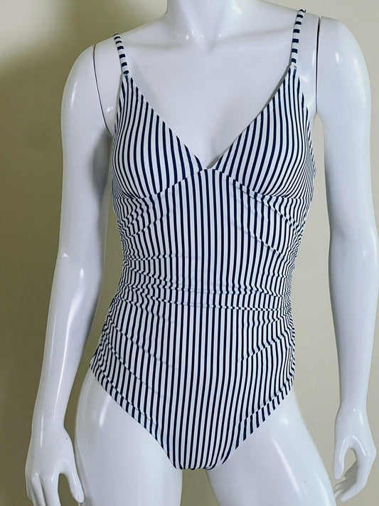 CUPSHE Women's Navy White Stripes One Piece Swimsuit Size XS (8)