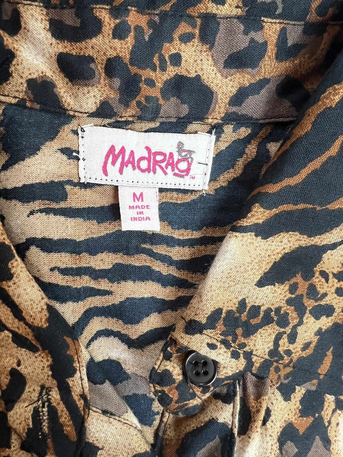 MadRag Women's Blouse Top Size M Long Sleeve Leopard Shirt