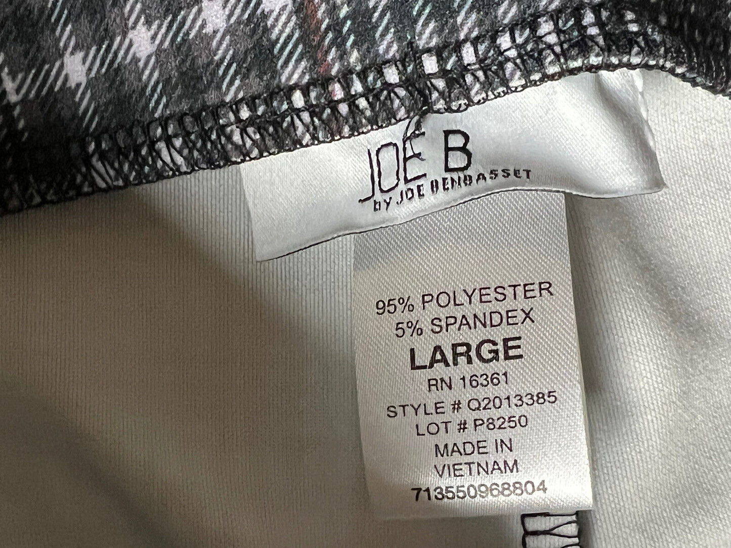 Joe B Women's Plaid Pants Sz L Multicolor Elastic Waist Split Hem