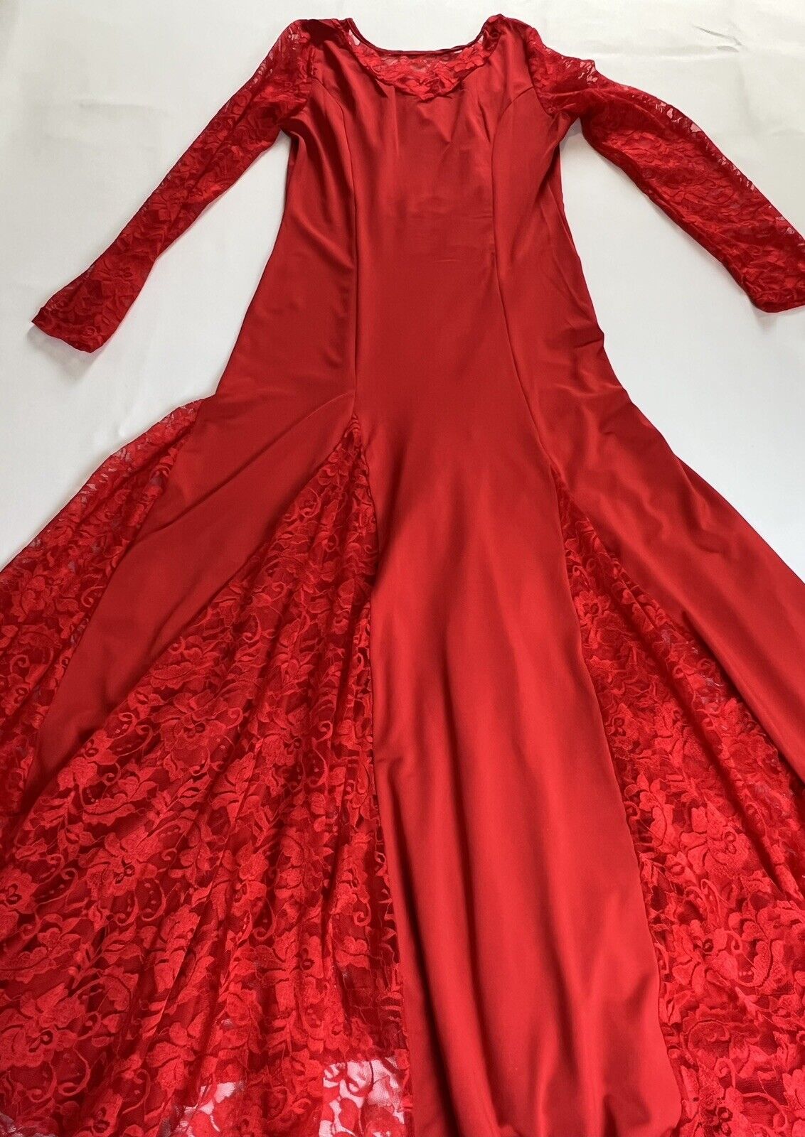 Women’s Red Crochet-Trim Maxi Dress Sz L