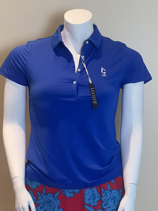 Champaign Country Club Women's Golf Polo Shirt/Top Size L blue