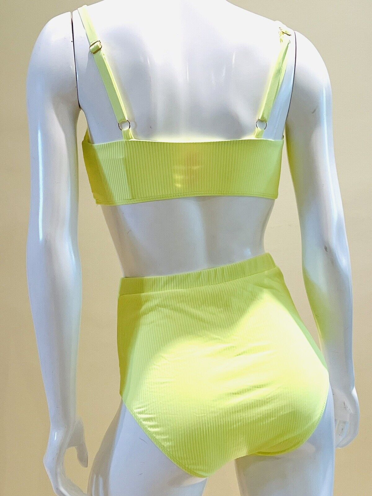 YMI 2 Pc Swimsuit Size XL Neon Yellow Bikini Bathing suit