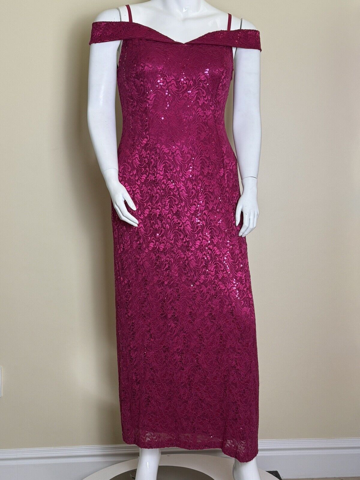 CANDALITE 2 Party Dress Sz XL Sequined Red Fuchsia  (53)