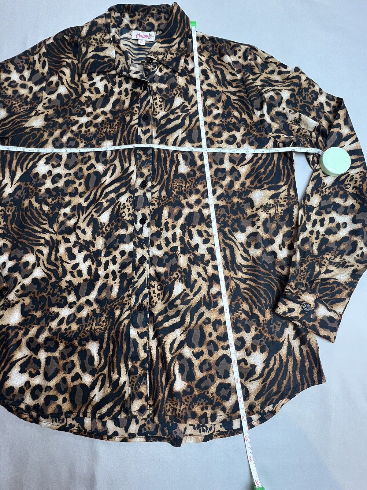 MadRag Women's Blouse Top Size M Long Sleeve Leopard Shirt