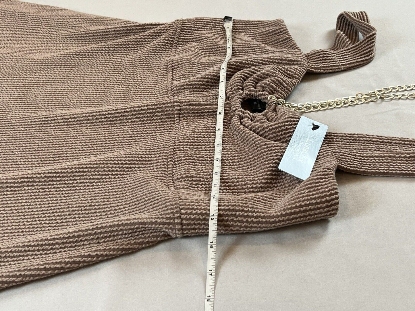 Luna Chix Sz XL Knit Sleeveless Dress Chain Necklace Light Brown