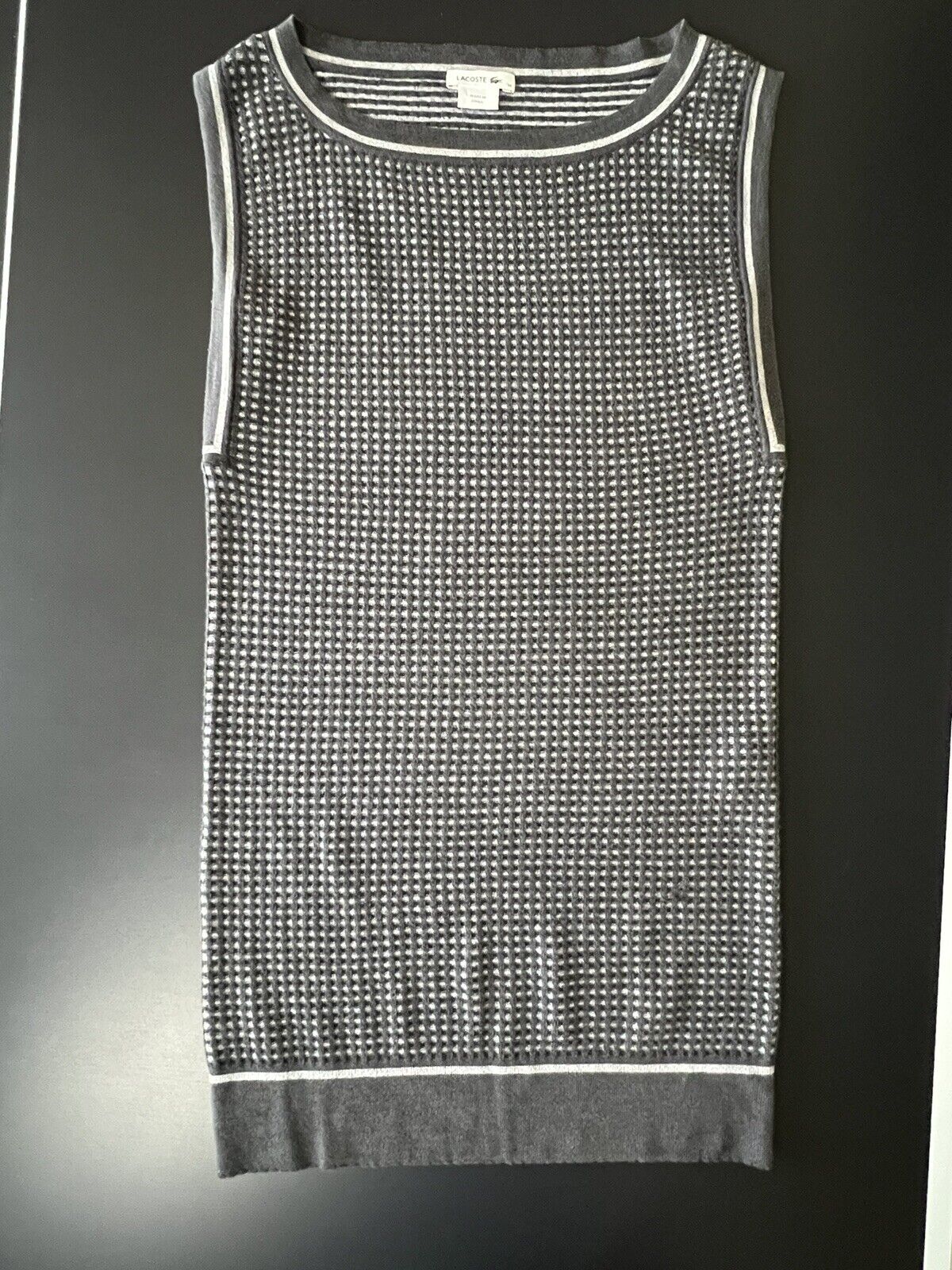 Lacoste Knit Wool Sleeveless Gray Sweater Dress 34 Small