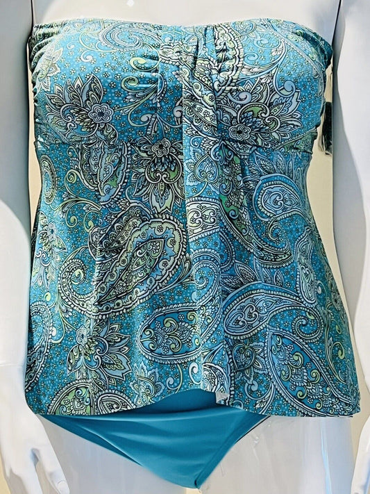 ELEMAR Bikini Blue swimwear Sz 16 Paisley Print