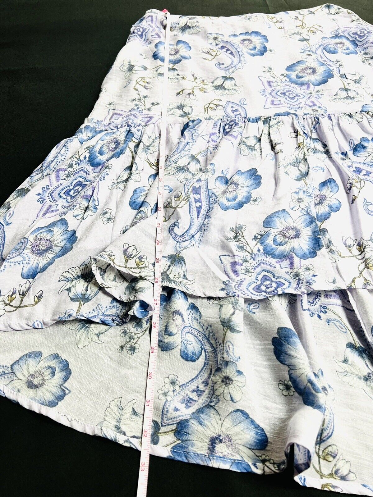 Mlle Gabrielle Skirt Sz XL Blue Floral Purple Paisley