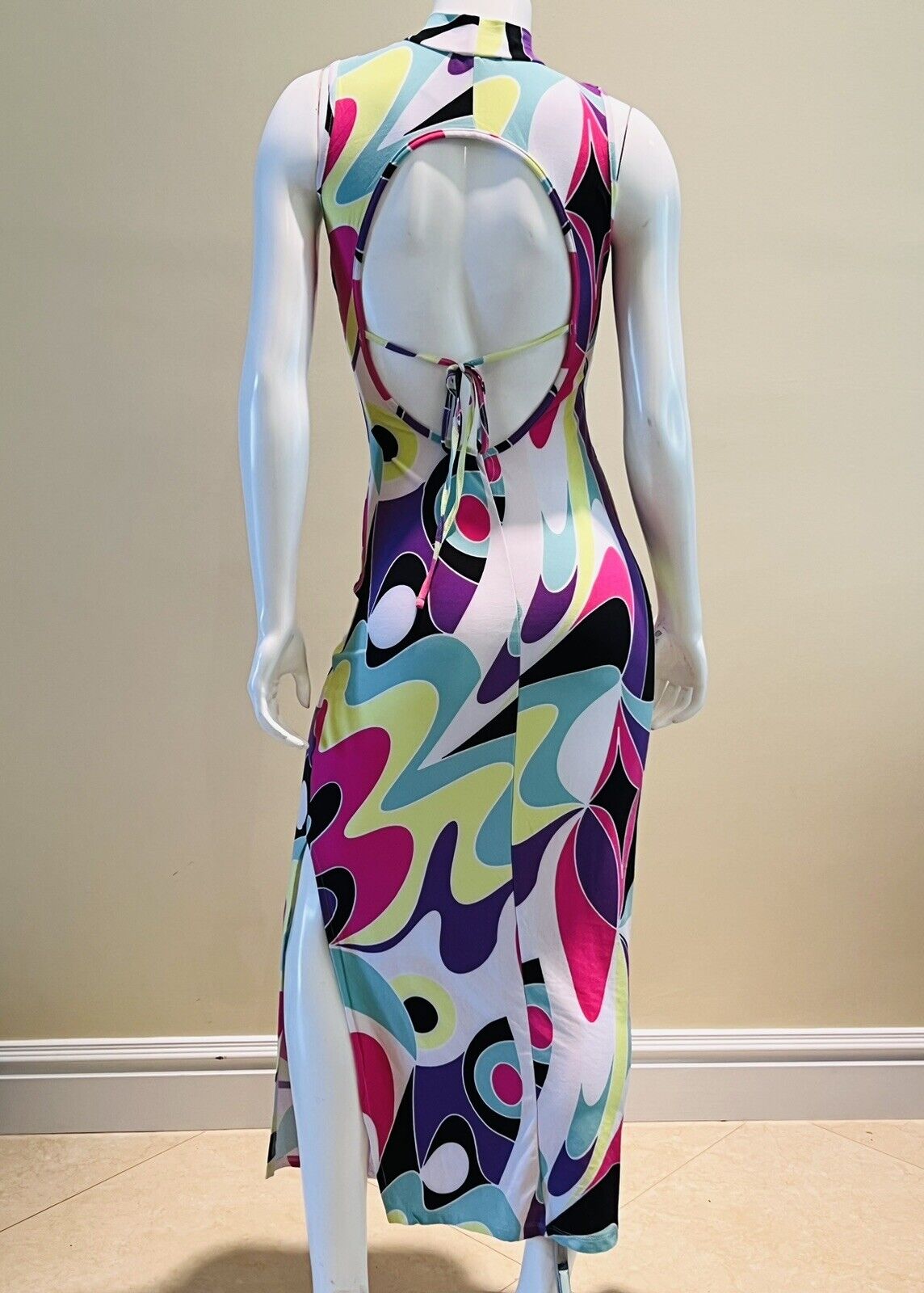 BFamous bodycon Long Dress Sz M Multicolor