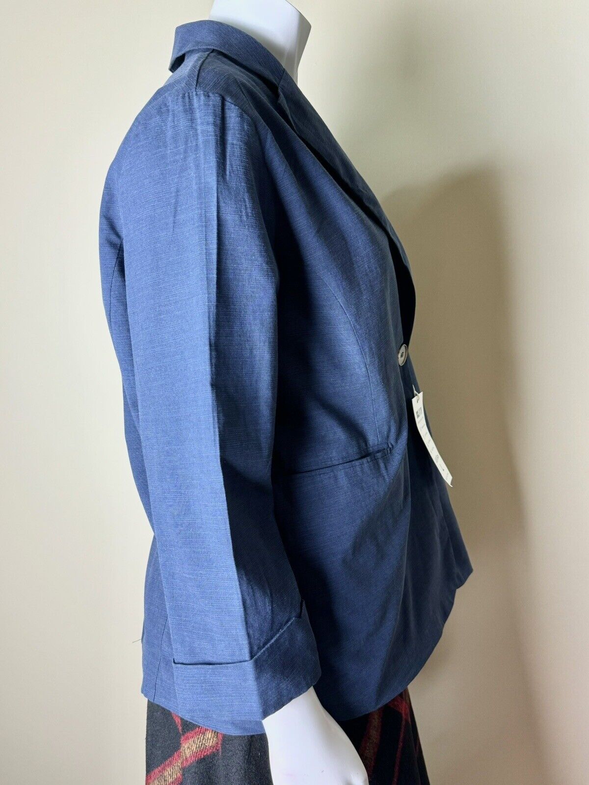 SCUSTY Women’s One Button Front Pockets Blazer Jacket Size L Blue