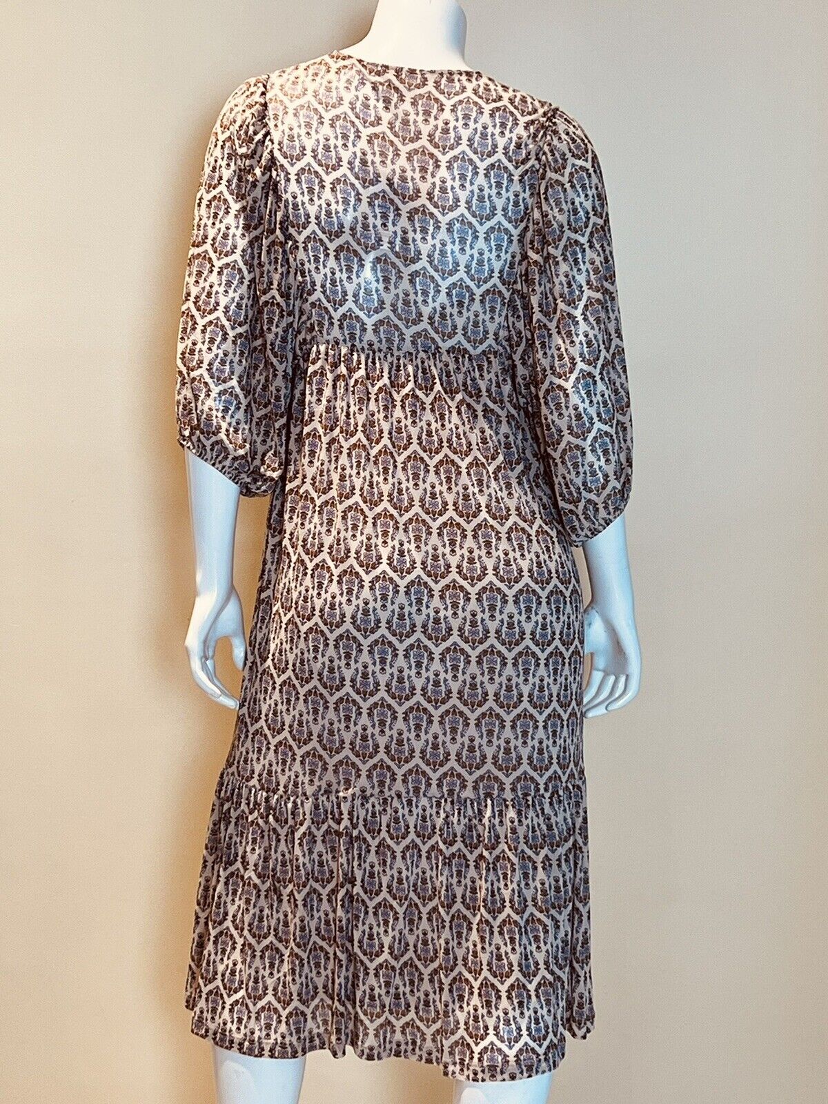 Lucky Brand Floral Midi Brown Dress Size M (8)