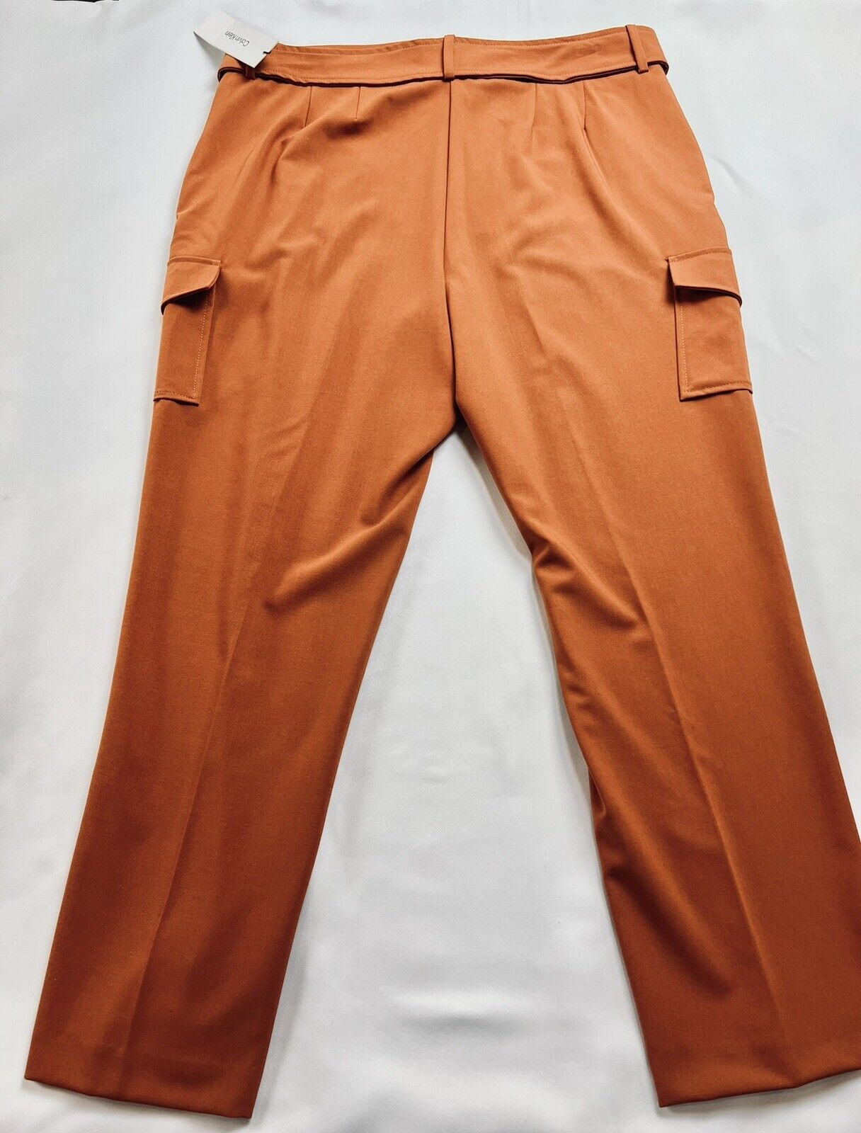 Calvin Klein Women's Orange Belted Cargo Pants Size 14